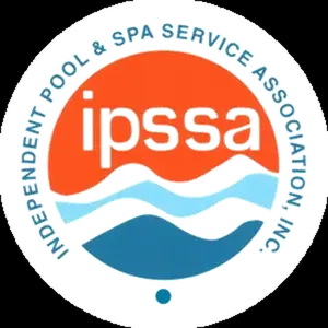 ipssa-member-badge-swimready-pool-servicewebp - SWIMREADY Pool Service - SWIMREADY Pool Service IPSA logo: orange semicircle with lowercase 'ipsa' text, blue wave shapes beneath, surrounded by circular text: 'Independent Pool & Spa Service Association'.